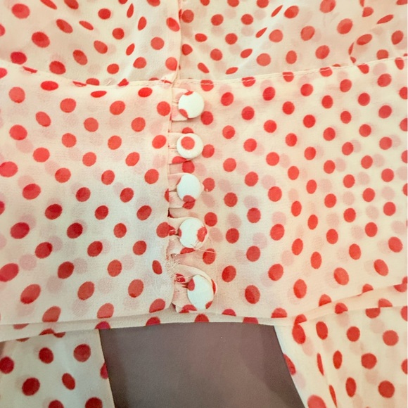 H&M Y2K Vintage White/Red Polka Dot Sleeveless Blouse w/ Tie Front Size 4/Small - Picture 6 of 12